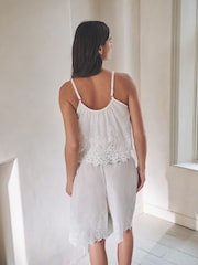 White Cotton Embroidered Jort Pyjamas - Image 4 of 6