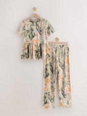 Coral Pink Kew Collection Peplum Short Sleeve Pyjamas - Image 1 of 3