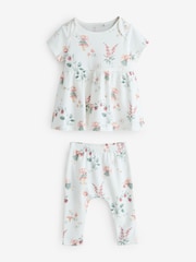 White/Pink Fairy print Short Sleeve Dress And Leggings Set - Image 3 of 3