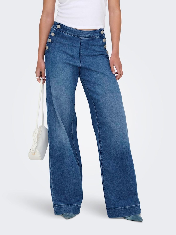 ONLY Blue High Waisted Wide Leg Jeans - Image 1 of 7