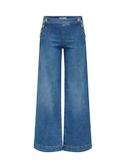 ONLY Blue High Waisted Wide Leg Jeans - Image 6 of 7