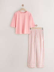 وردي مرجاني خطوط - بيجاما بكم قصير - صورة 8 من 10