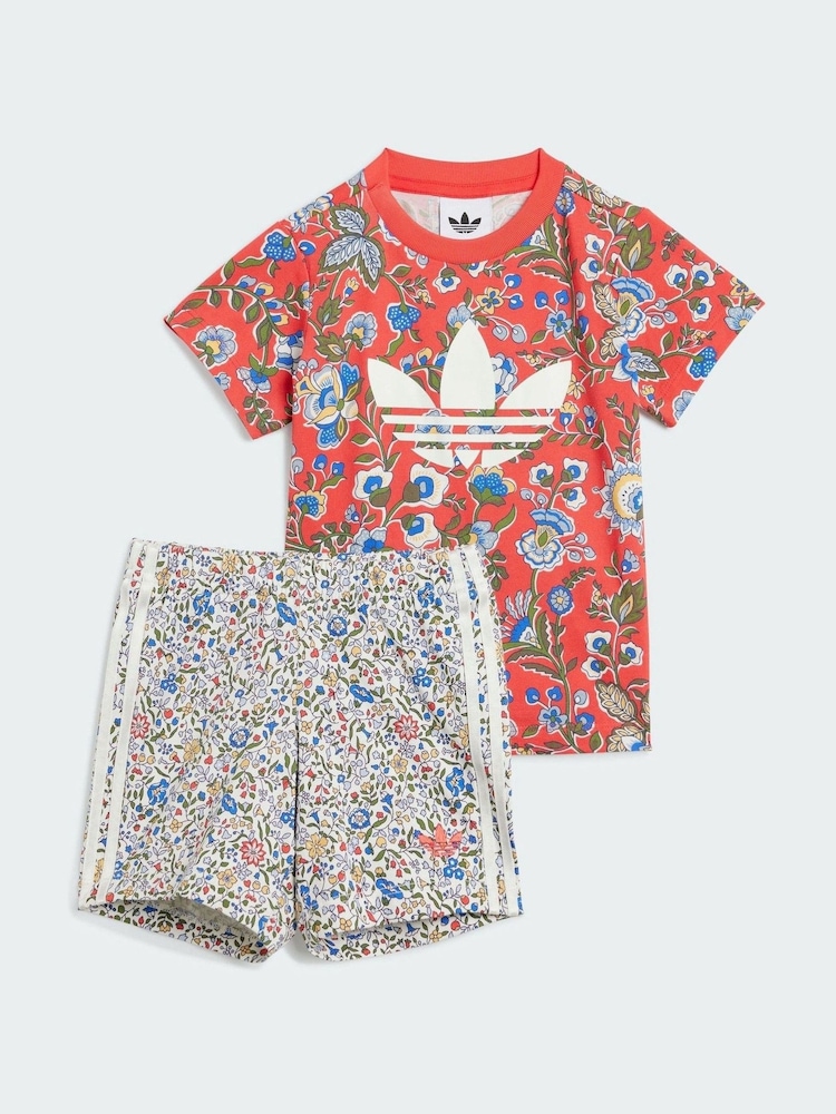 adidas Originals Red x Liberty London Shorts and T-Shirt Set - Image 1 of 2 adidas Originals Red x Liberty London Shorts and T-Shirt Set - Image 1 of 2
