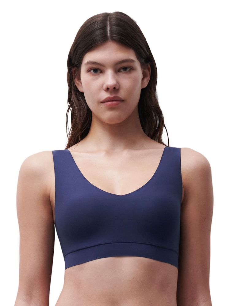 Chantelle Blue Soft Stretch Seamless V-Neck Padded Crop Top - Image 1 of 4
