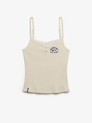 Superdry Cream Athletic Essential Button Cami - Image 1 of 2