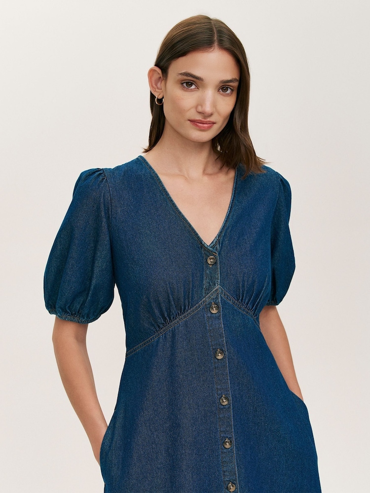 Finery Blue Goldie Dress - Image 4 of 4 Finery Blue Goldie Dress - Image 4 of 4