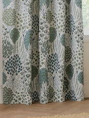 Wylder Green Ophelia Jacquard Floral Pencil Pleat Curtains - Image 4 of 6