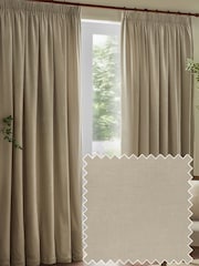 Yard Natural Heavy Chenille Velvet Pencil Pleat Curtains - Image 1 of 5