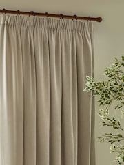 Yard Natural Heavy Chenille Velvet Pencil Pleat Curtains - Image 3 of 5