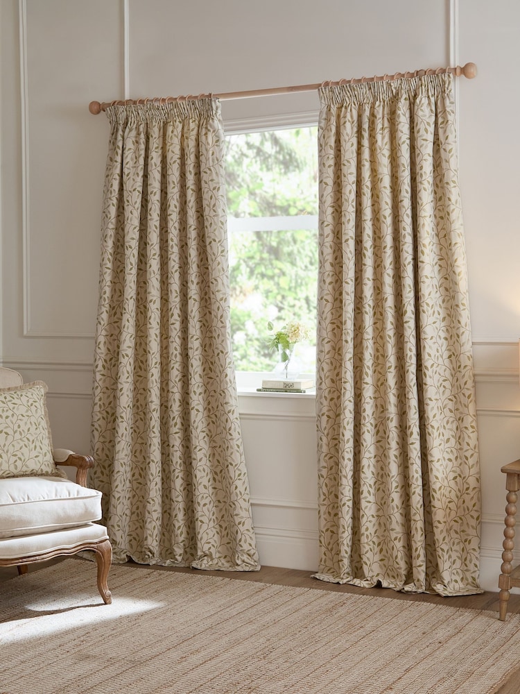Voyage Maison Green Cervino Floral Jaquard Pencil Pleat Curtains - Image 2 of 12 Voyage Maison Green Cervino Floral Jaquard Pencil Pleat Curtains - Image 2 of 12