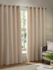 Paoletti Pink Galaxy Chenille Room Darkening Eyelet Curtains - Image 1 of 5