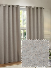 Paoletti Silver Galaxy Chenille Room Darkening Eyelet Curtains - Image 1 of 6