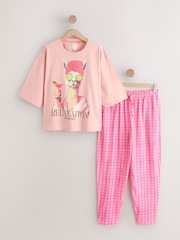 Pink Lama Graphic Short Sleeve Pyjamas - Image 8 of 10