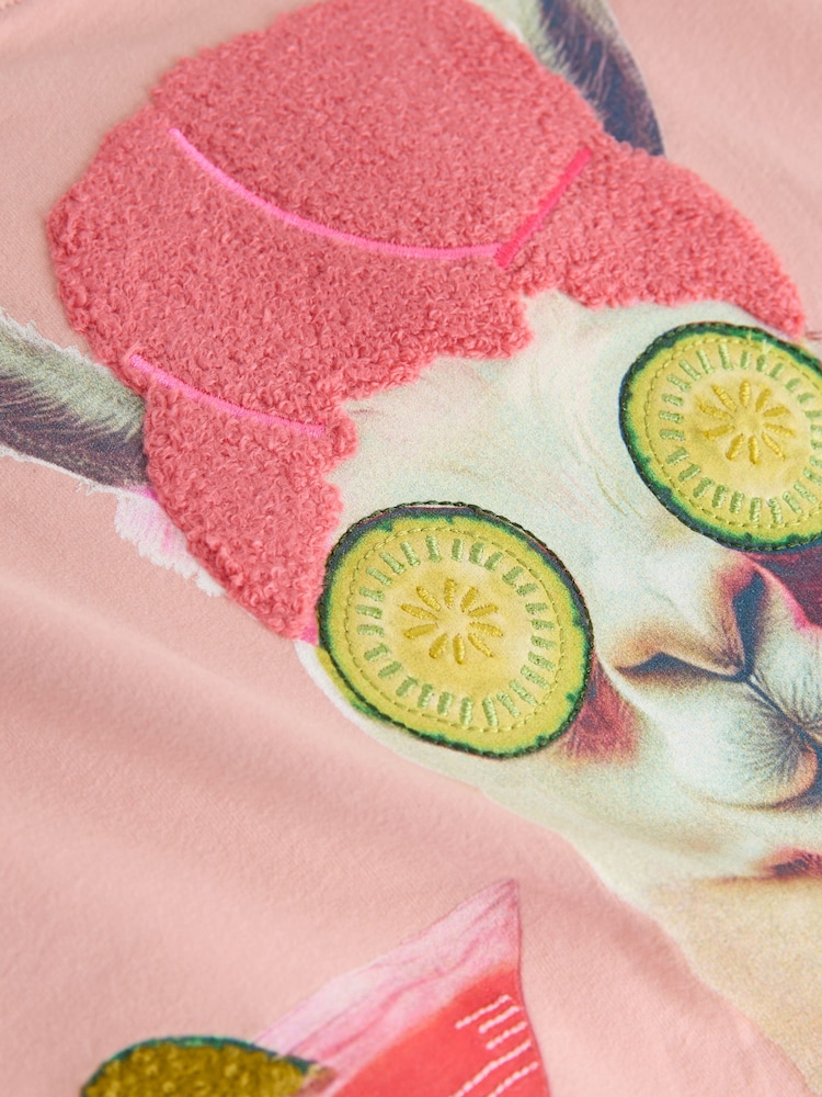 Pink Lama Graphic Short Sleeve Pyjamas - Image 9 of 9