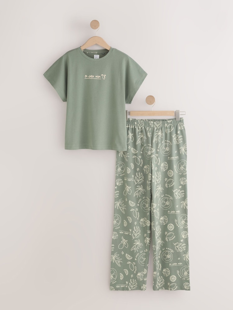 Sage Green Lemons Short Sleeve Pyjamas - Image 1 of 3 Sage Green Lemons Short Sleeve Pyjamas - Image 1 of 3