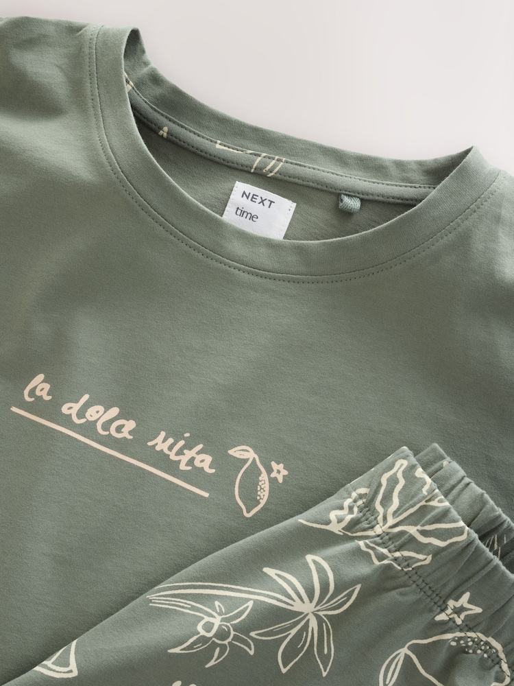 Sage Green Lemons Short Sleeve Pyjamas - Image 3 of 3 Sage Green Lemons Short Sleeve Pyjamas - Image 3 of 3