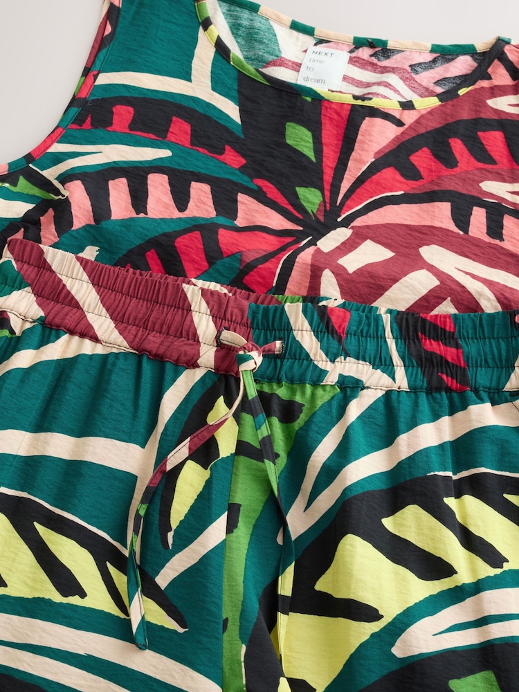 Green Abstract Viscose Vest Pyjamas - Image 9 of 9