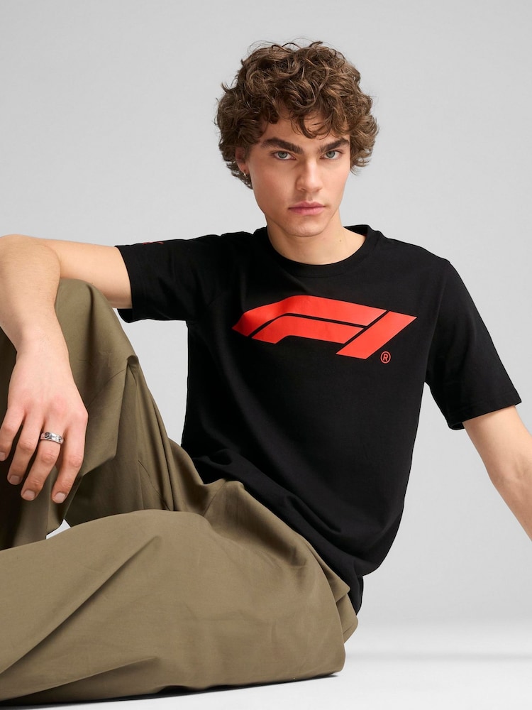 Puma Black Formula 1® Essentials Logo T-Shirt - Image 1 of 4 Puma Black Formula 1® Essentials Logo T-Shirt - Image 1 of 4