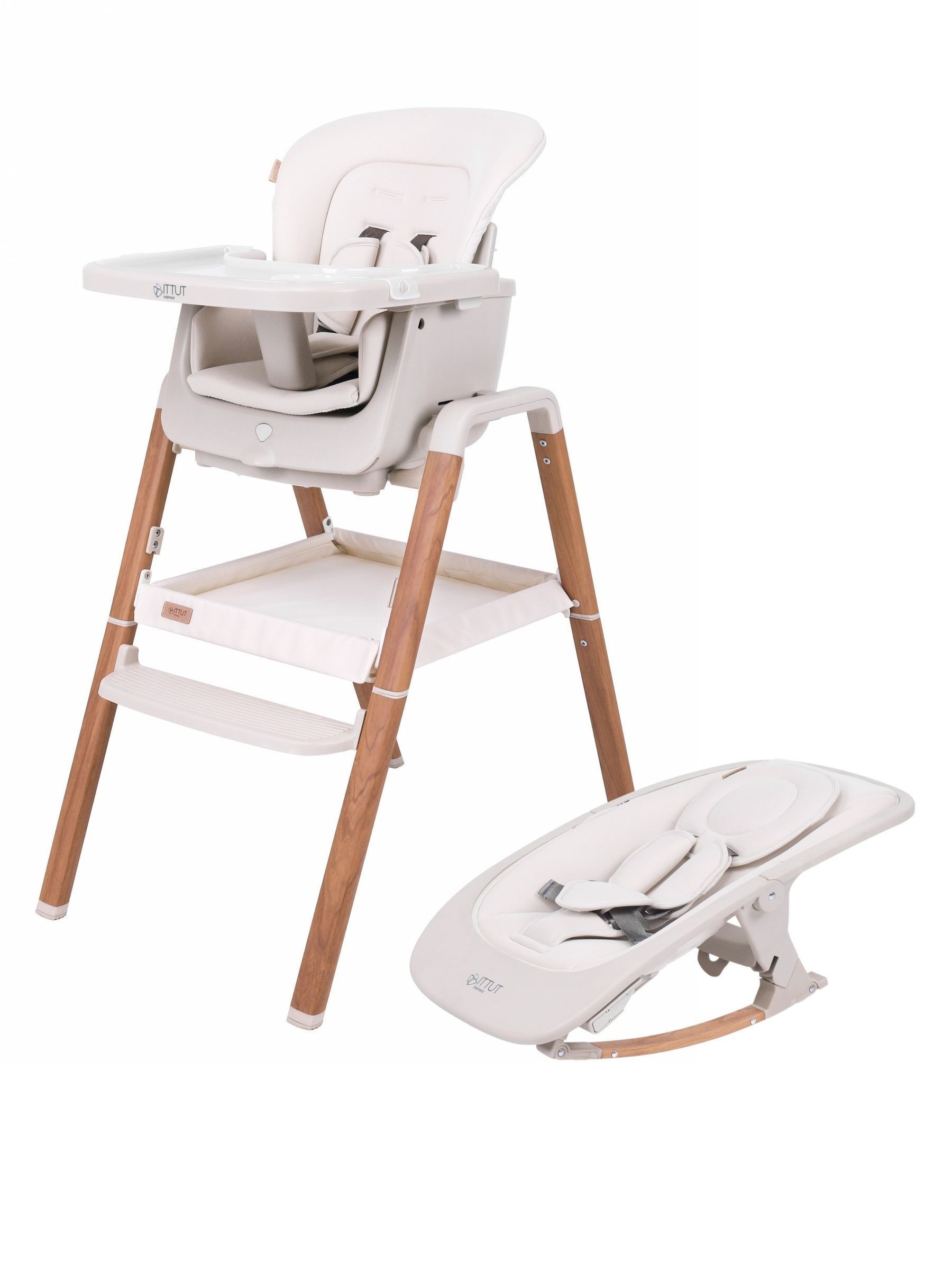 Tutti Bambini Nova Highchair - Birth to 12 Years - Ecru/Scandinavian Walnut - Image 3