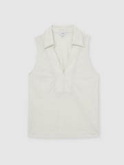 Reiss Ivory/Neutral Maisie Cotton-Blend Collared Sleeveless Top - Image 2 of 6