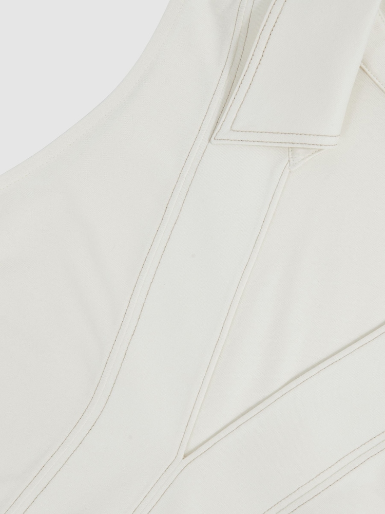 Reiss Ivory/Neutral Maisie Cotton-Blend Collared Sleeveless Top - Image 6 of 6 Reiss Ivory/Neutral Maisie Cotton-Blend Collared Sleeveless Top - Image 6 of 6