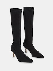 Whistles Black Hera Stretch Suede Boots - Image 4 of 5