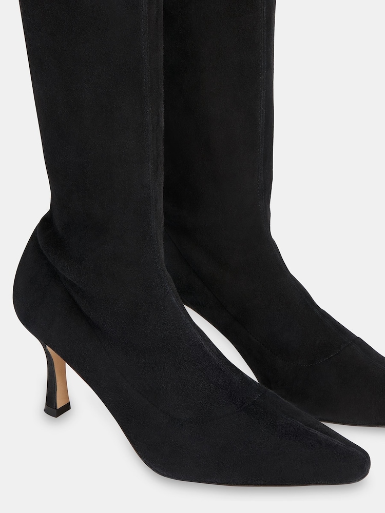 Whistles Black Hera Stretch Suede Boots - Image 5 of 5