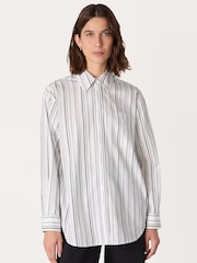 Whistles White Mixed Stripe Oversized Shirt - Image 1 of 5