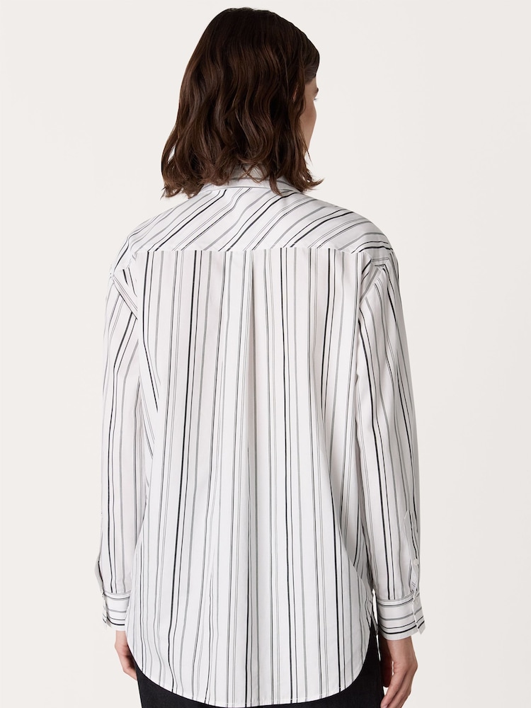 Whistles White Mixed Stripe Oversized Shirt - Image 2 of 5