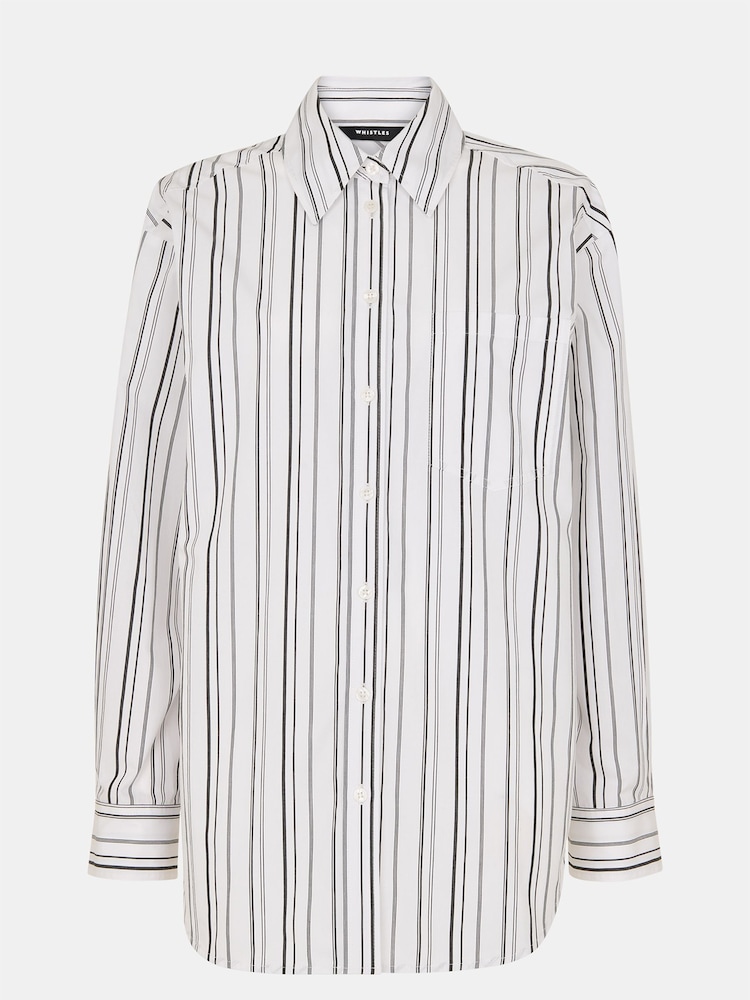 Whistles White Mixed Stripe Oversized Shirt - Image 5 of 5