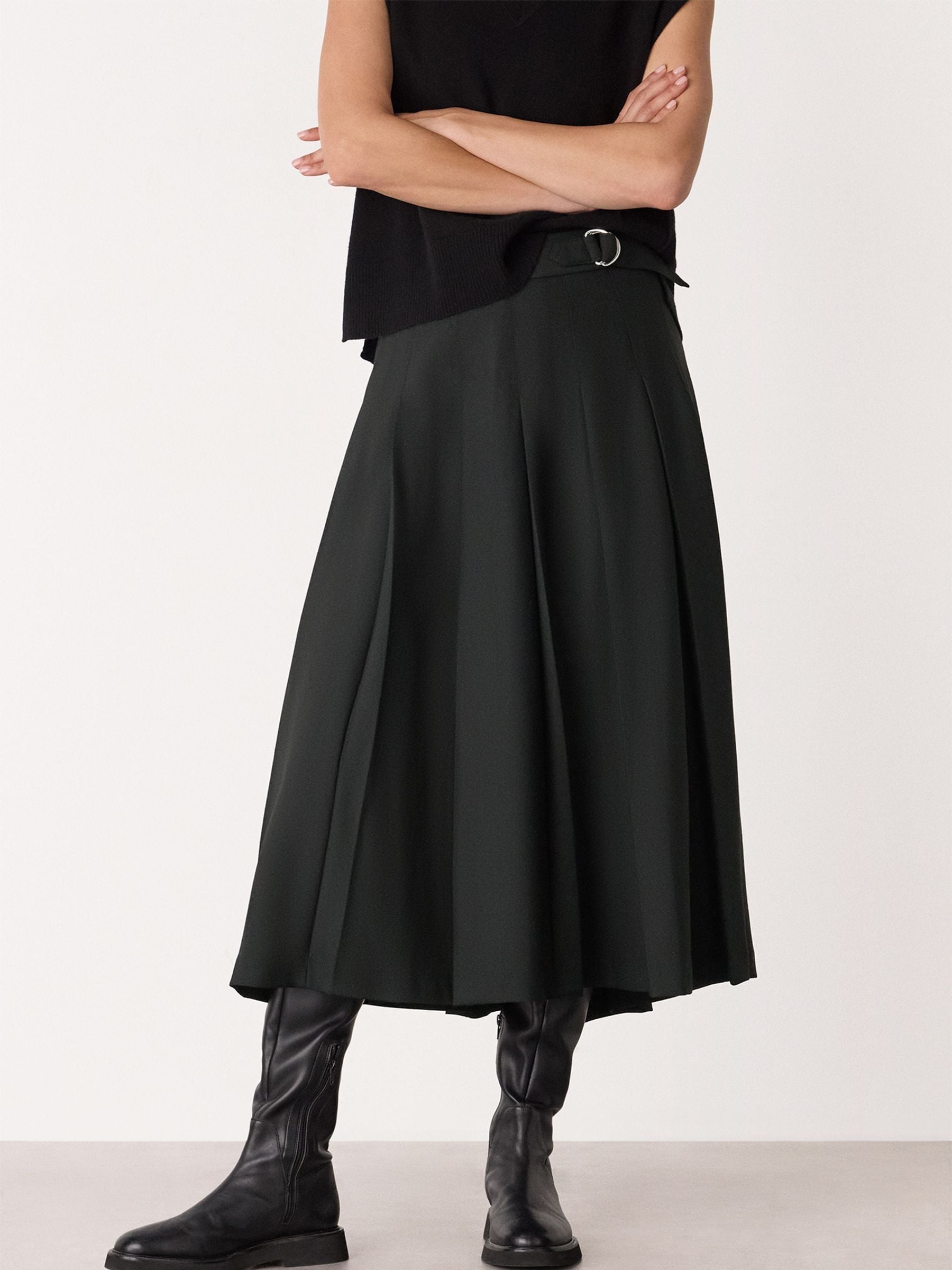 Buy Whistles Black Wool Blend Pleated Kilt Skirt from Next USA