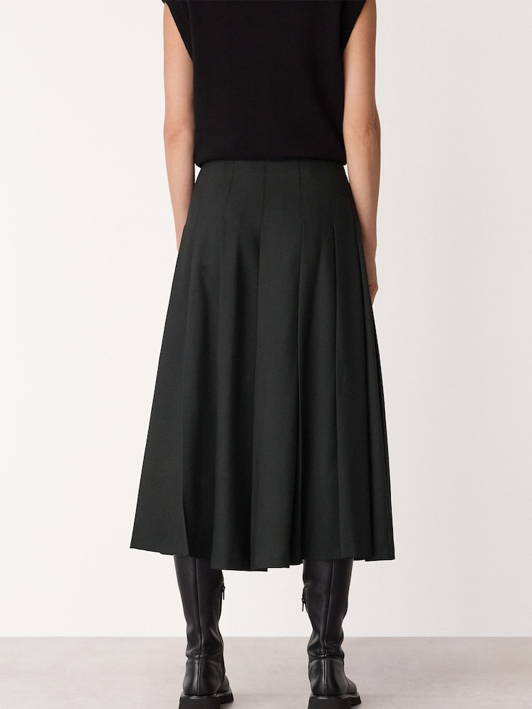Whistles Black Wool Blend Pleated Kilt Skirt - Image 2 of 4