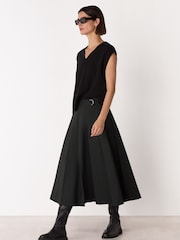 Whistles Black Wool Blend Pleated Kilt Skirt - Image 3 of 4