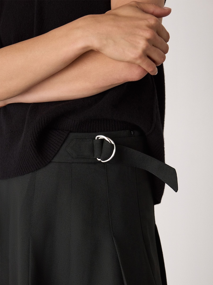Whistles Black Wool Blend Pleated Kilt Skirt - Image 4 of 4