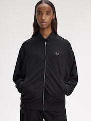Fred Perry Black Rib Tricot Bomber Jacket - Image 1 of 7