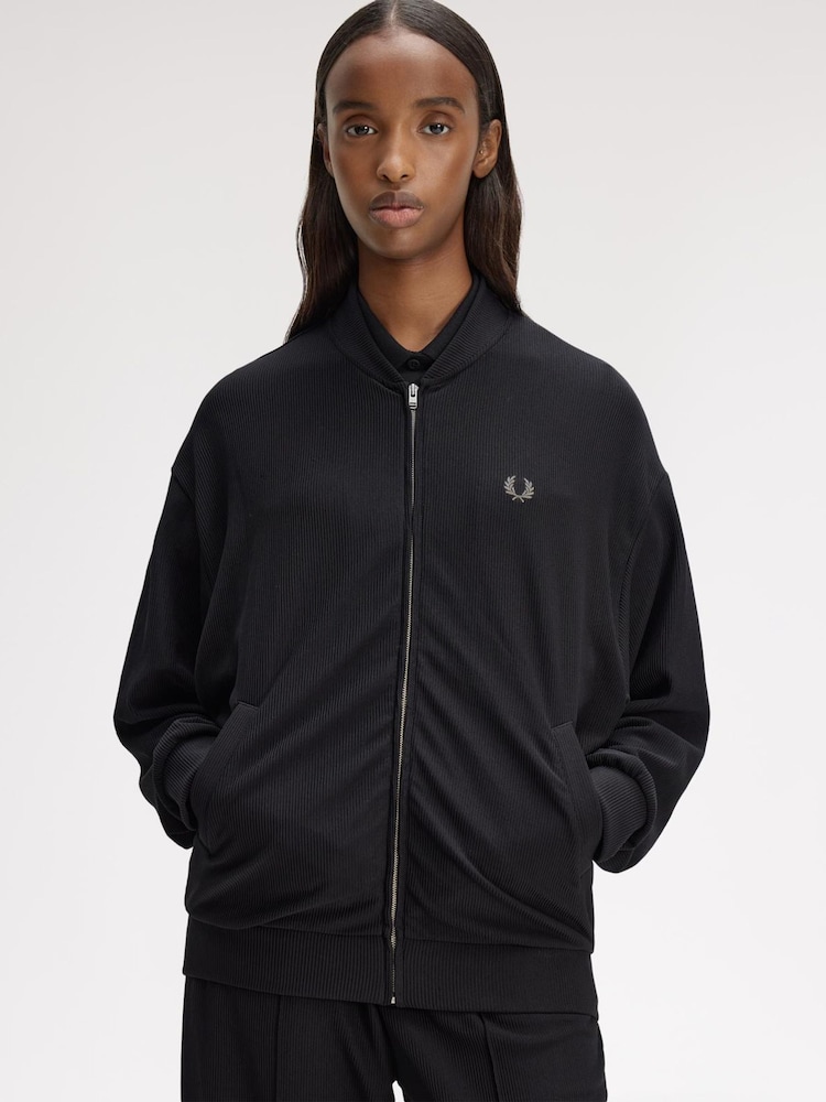 Fred Perry Black Rib Tricot Bomber Jacket - Image 1 of 7