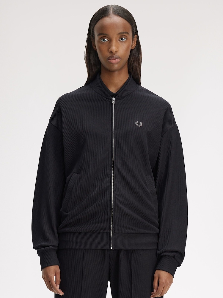 Fred Perry Black Rib Tricot Bomber Jacket - Image 2 of 7