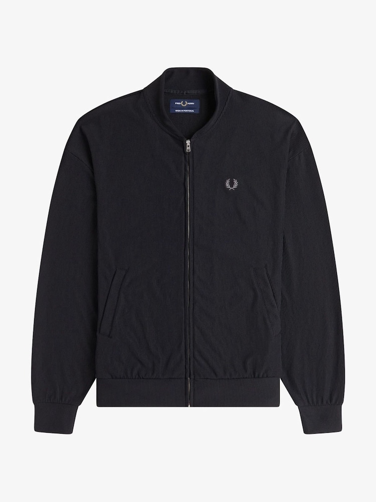 Fred Perry Black Rib Tricot Bomber Jacket - Image 7 of 7