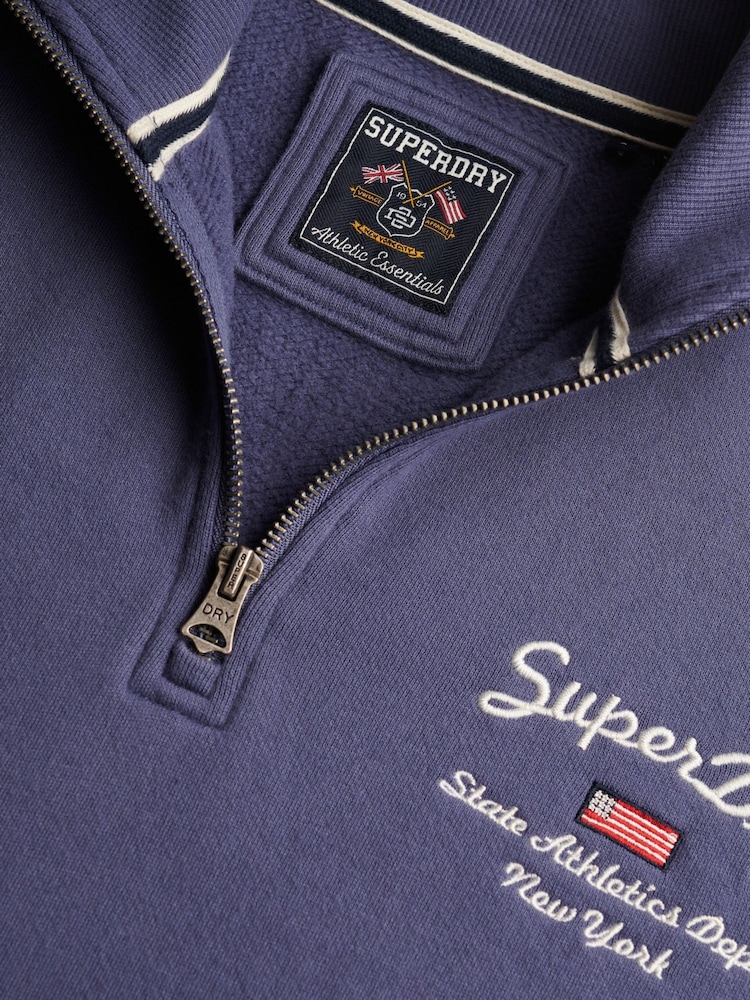 Superdry Navy Athletic Essentials Graphic Half Zip Sweatshirt - Image 2 of 2