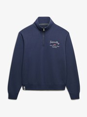Superdry Navy Athletic Essentials Graphic Half Zip Sweatshirt - Image 6 of 7