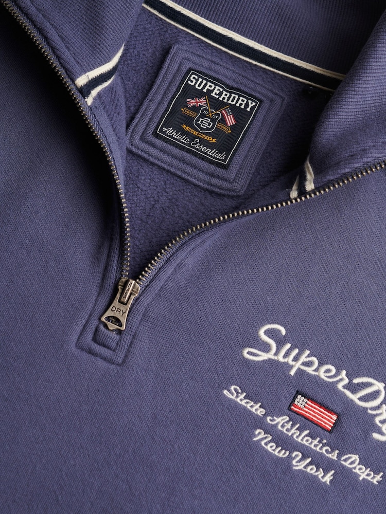 Superdry Navy Athletic Essentials Graphic Half Zip Sweatshirt - Image 7 of 7