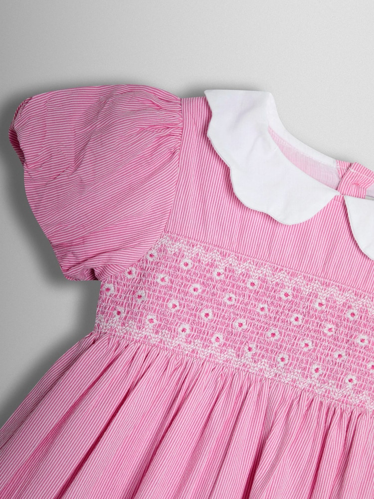 JoJo Maman Bébé Mid Pink Bud Floral Smocked Party Dress - Image 4 of 4