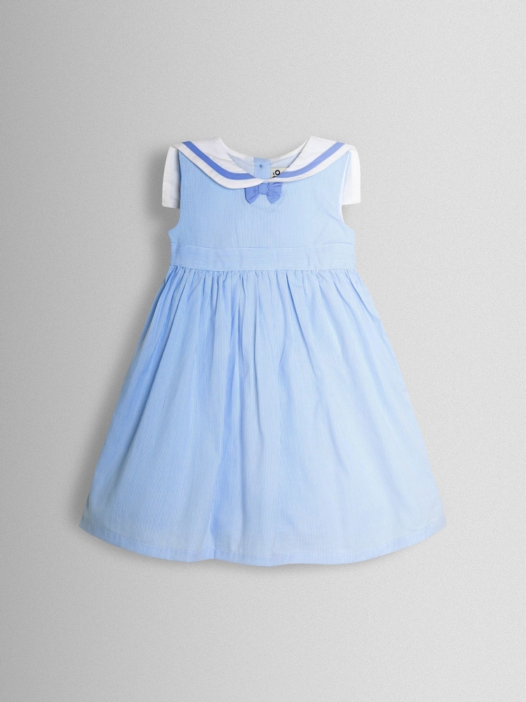 JoJo Maman Bébé Light Blue Sailor Stripe Party Dress - Image 1 of 2 JoJo Maman Bébé Light Blue Sailor Stripe Party Dress - Image 1 of 2