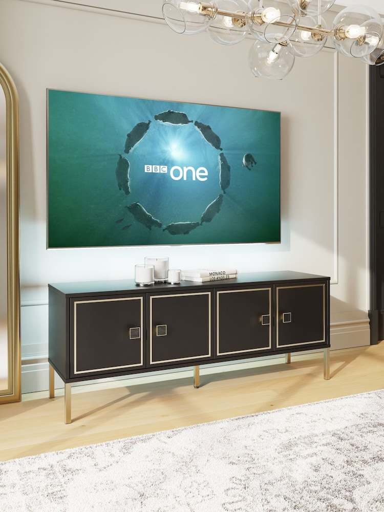 Frank Olsen Black Large Mia 4 Door TV Unit Cabinet - Image 1 of 11