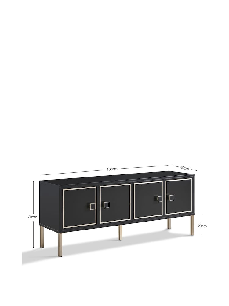 Frank Olsen Black Large Mia 4 Door TV Unit Cabinet - Image 11 of 11