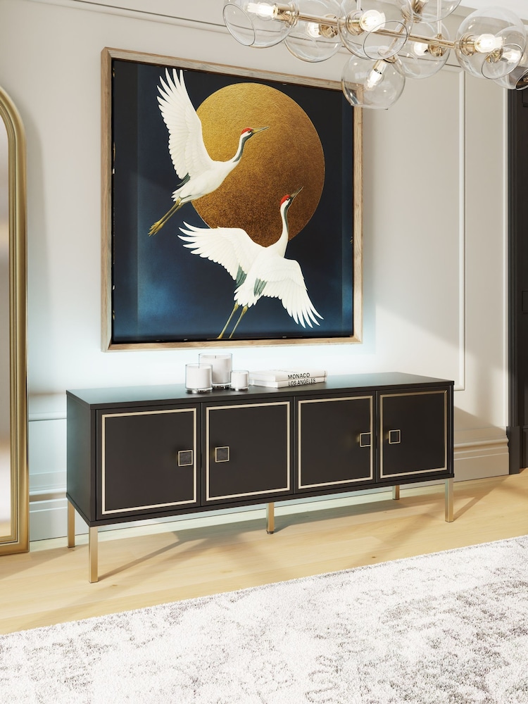 Frank Olsen Black Large Mia 4 Door TV Unit Cabinet - Image 2 of 11