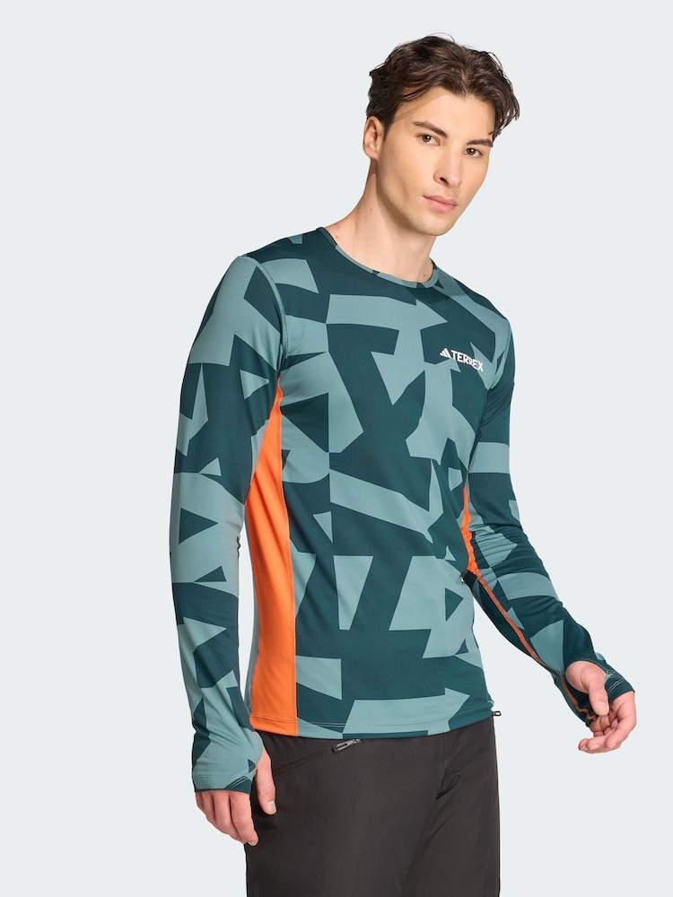 adidas Terrex Green Multi Synthetic Long Sleeve Base Layer - Image 1 of 5 adidas Terrex Green Multi Synthetic Long Sleeve Base Layer - Image 1 of 5