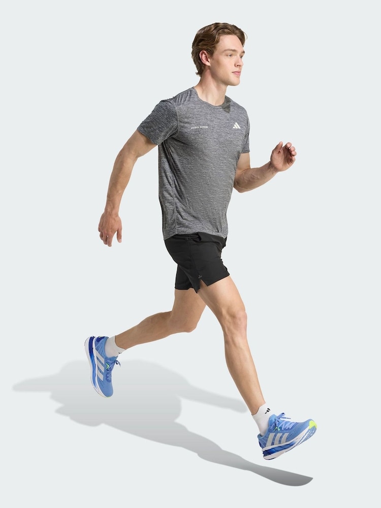 adidas Grey Own The Run Melange T-Shirt - Image 1 of 5