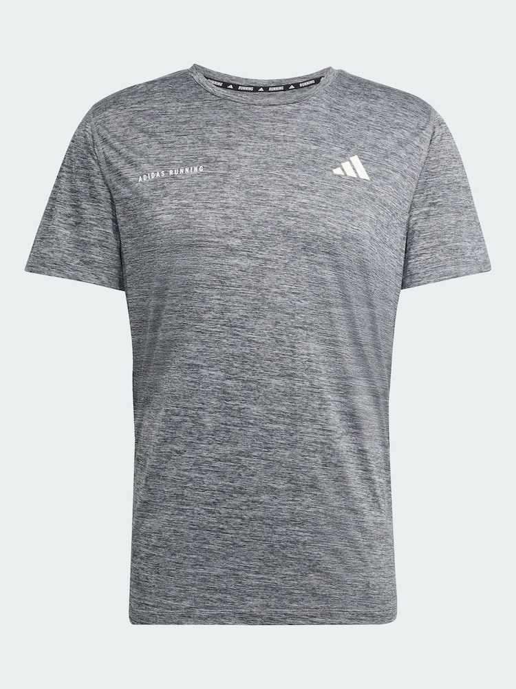 adidas Grey Own The Run Melange T-Shirt - Image 5 of 5