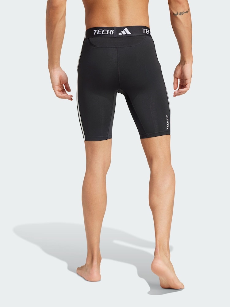 adidas Black Techfit Compression Training 3-Stripes Short Tights - Image 2 of 5